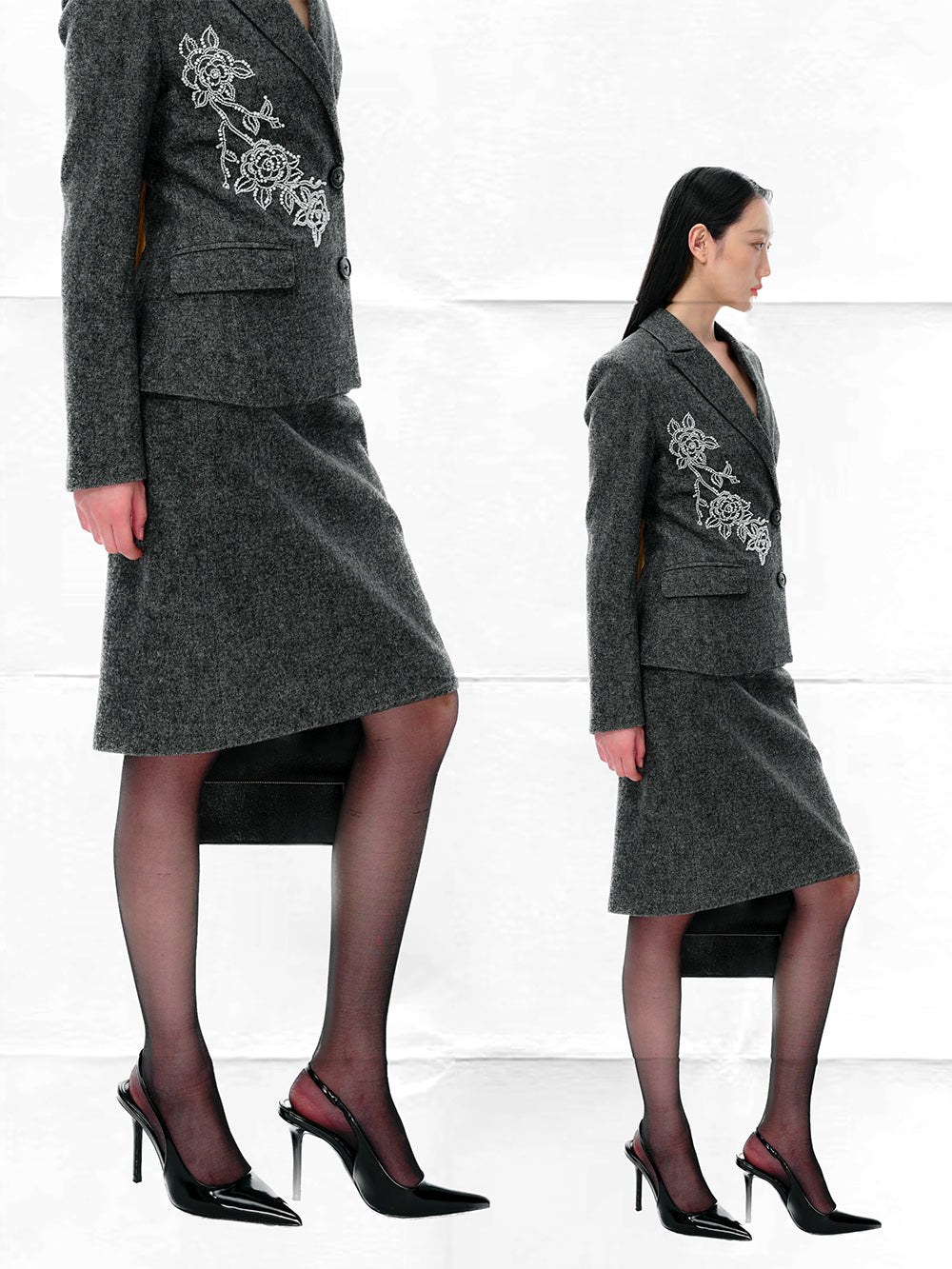 MUKTANK×LOUMUTAKU Camellia - patterned Suit Jacket