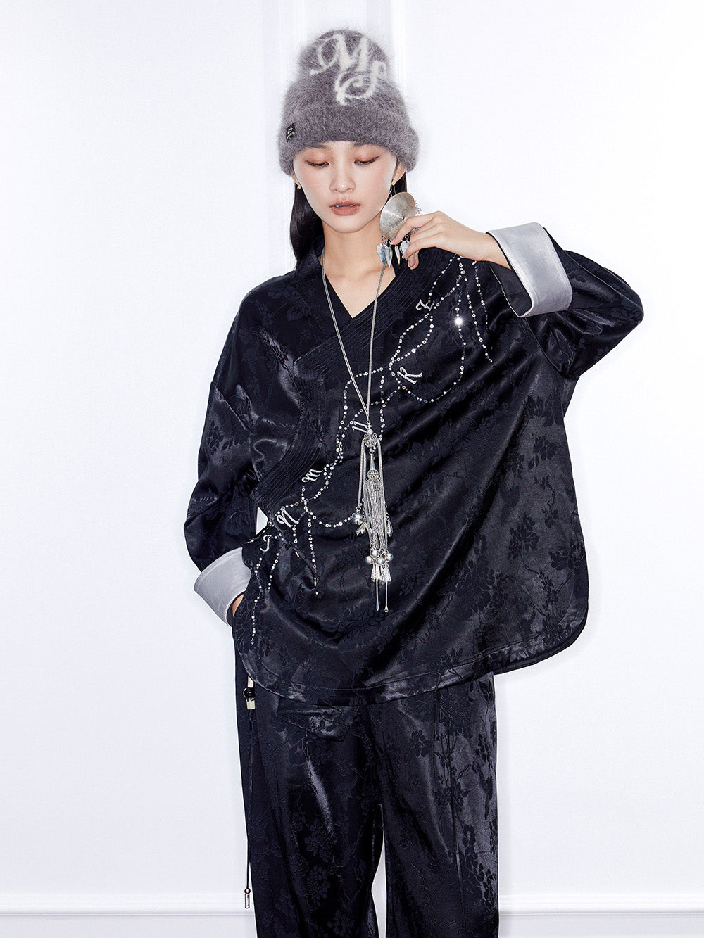MUKZIN Linglong“Stardust”Asymmetrical Collar Shirt Jacket.