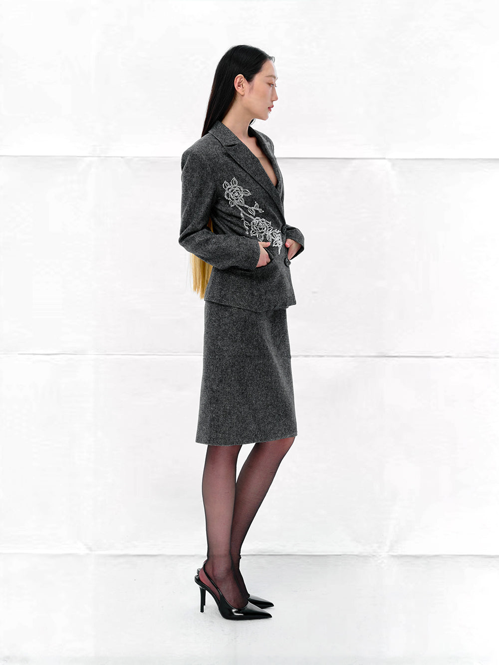 MUKTANK×LOUMUTAKU Camellia - patterned Skirt of a Suit