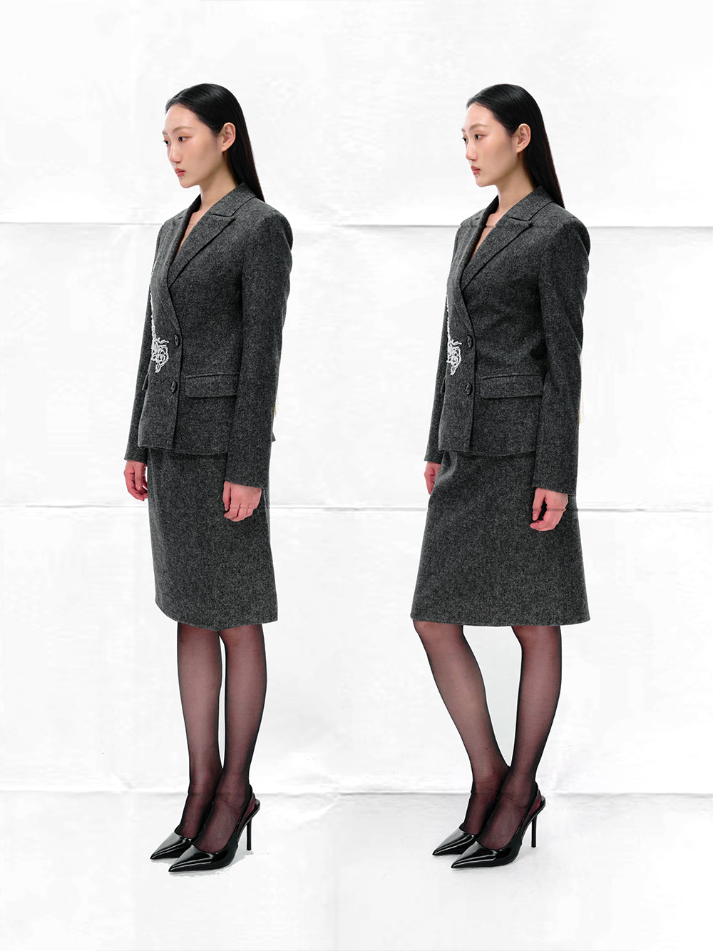 MUKTANK×LOUMUTAKU Camellia - patterned Skirt of a Suit