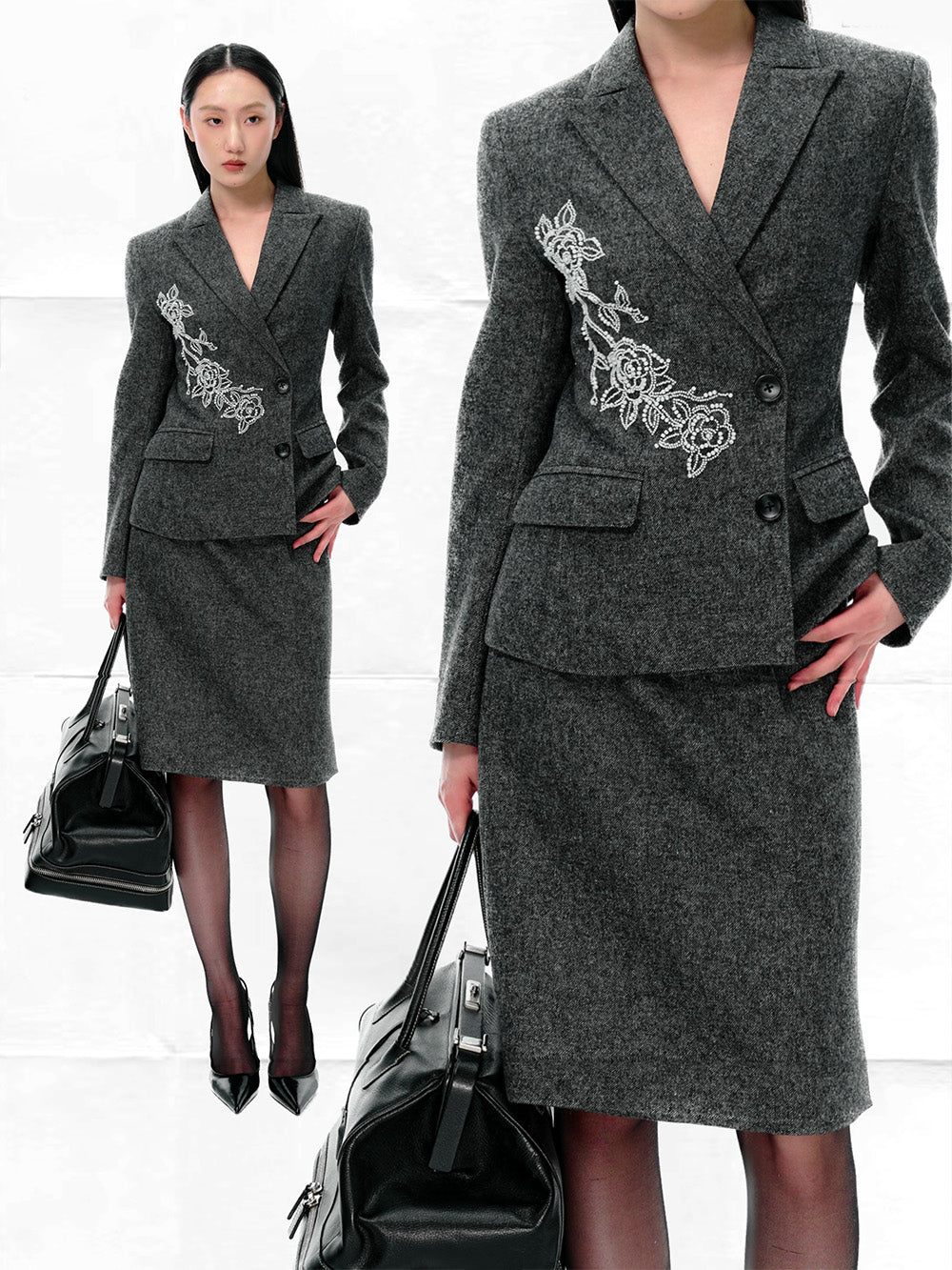 MUKTANK×LOUMUTAKU Camellia - patterned Skirt of a Suit