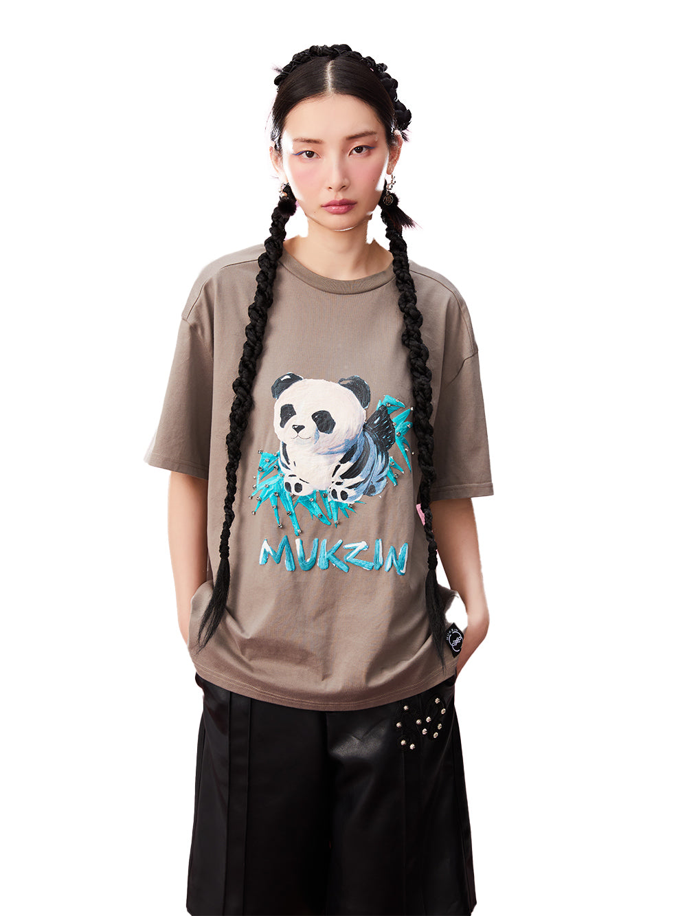 MUKZIN All-match Classic Casual Panda Print Loose 2-color T-shirts