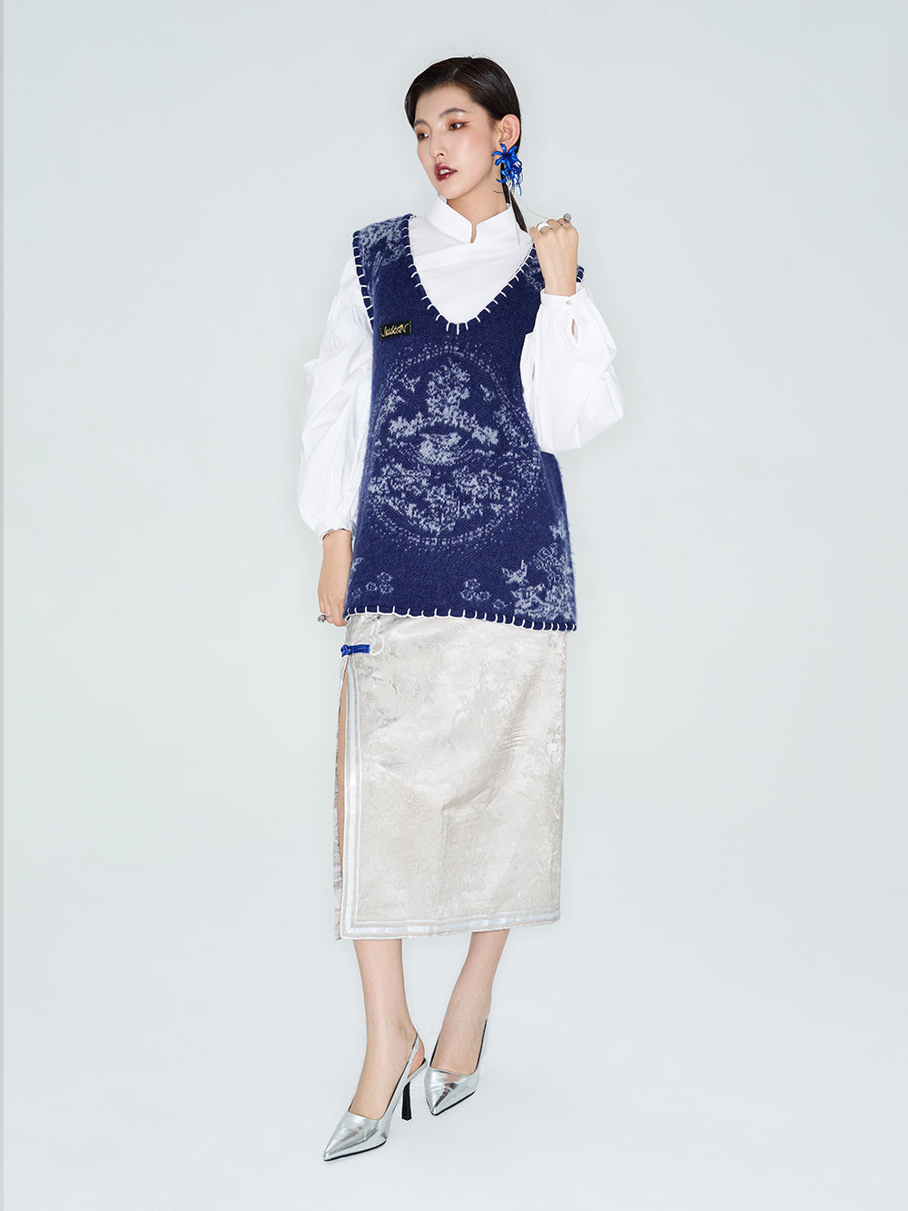 MUKZIN Linglong "Mandarin Duck" Mohair Knitted Large Round Collar Vest