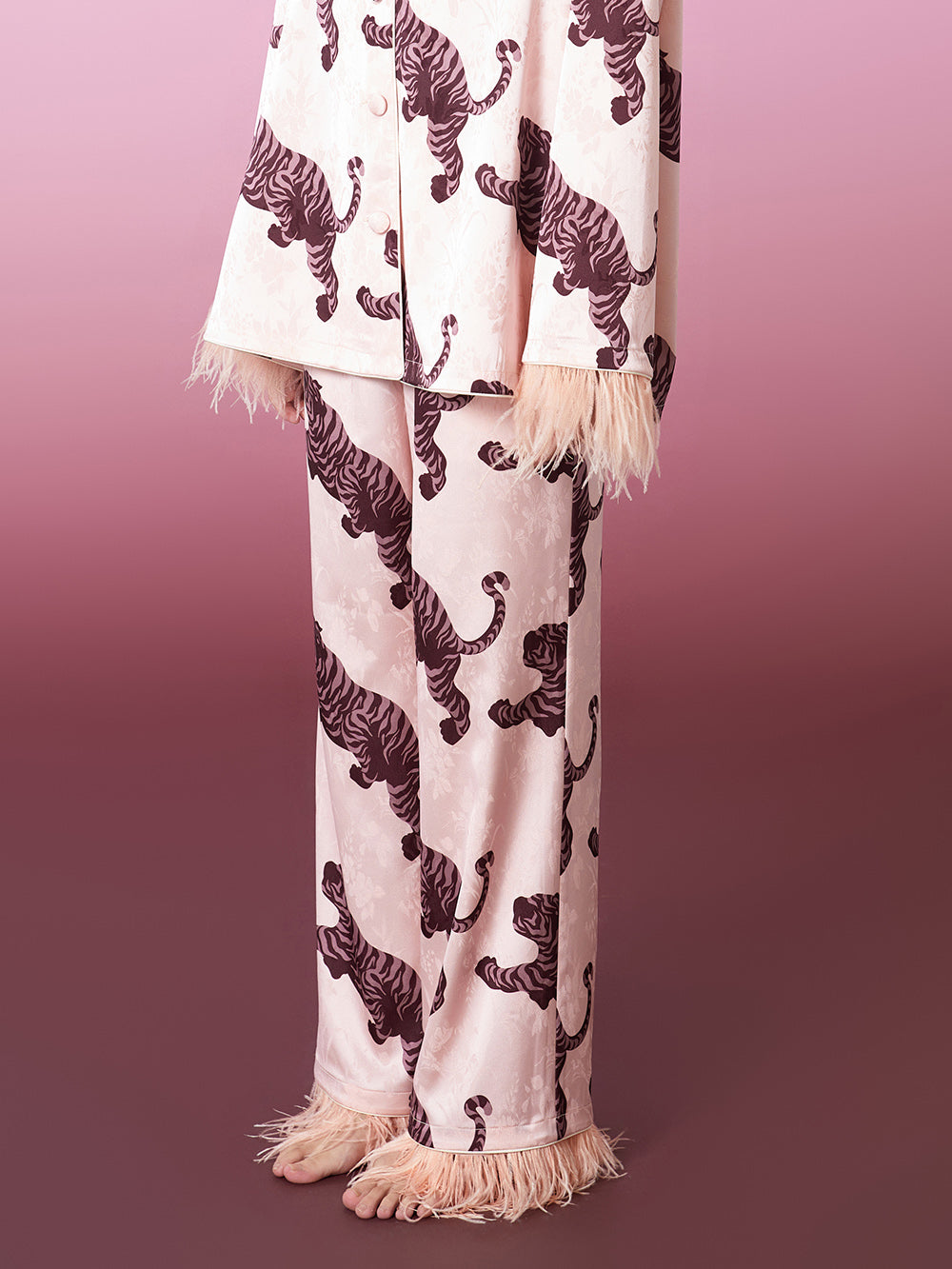MUKZIN Crouching Dragon and Hidden Tiger with Ostrich Hair Pajama Pants