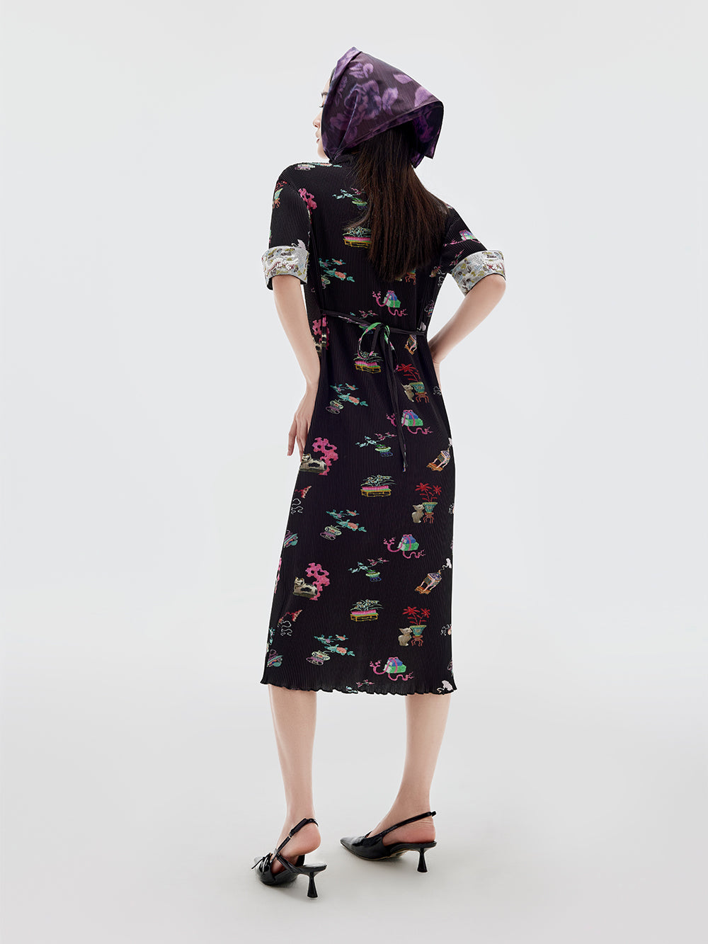 MUKZIN Printed Short-sleeved Cheongsam Qi Pao