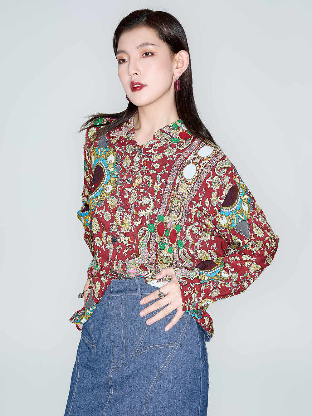MUKZIN Linglong Series Retro Print Shirt