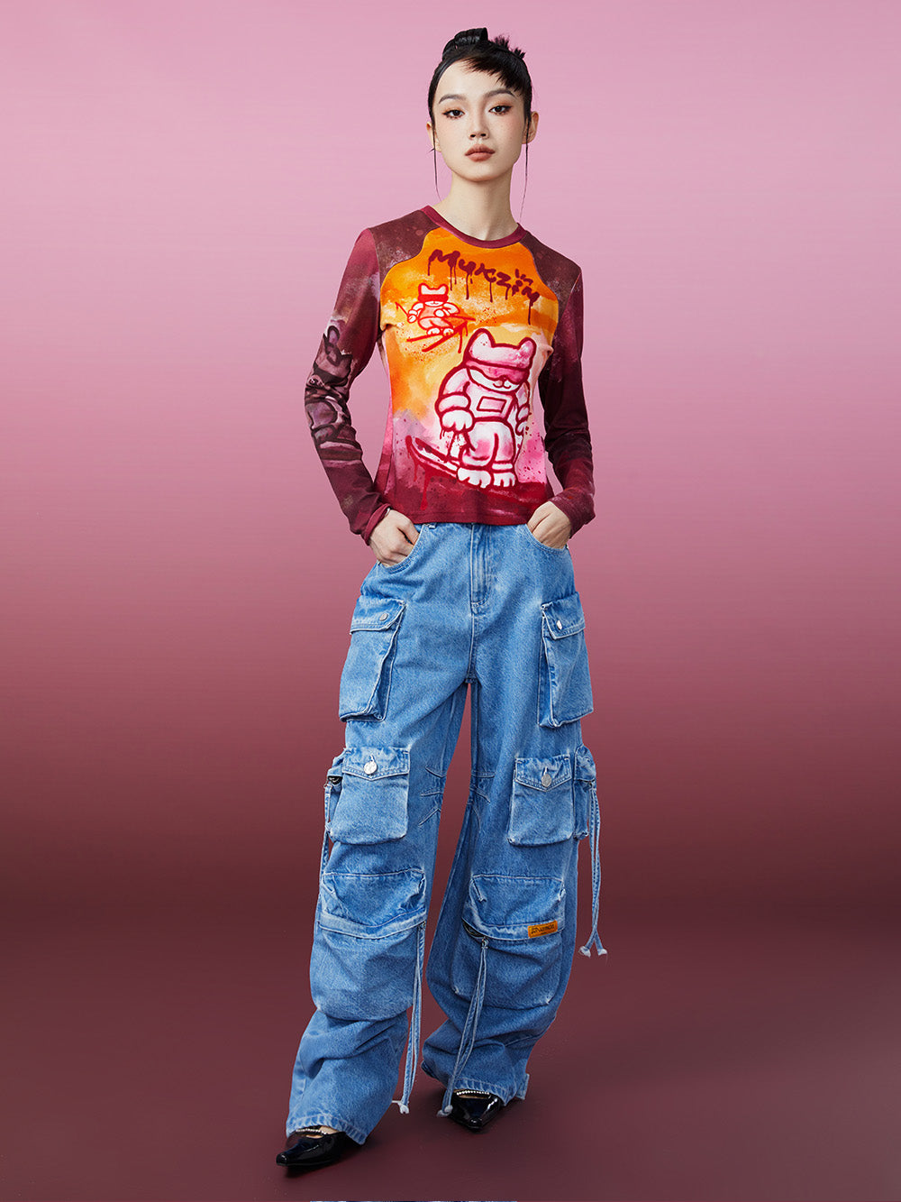 MUKZIN Slim Fit Printed Retro Original Classic Bottoming Shirt