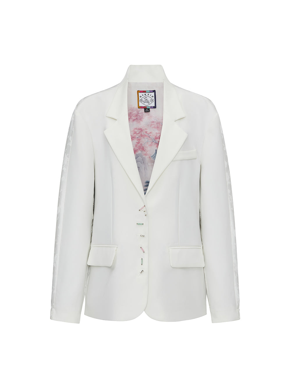 MUKZIN Spliced Jacquard White Commuting Style Slim Suit