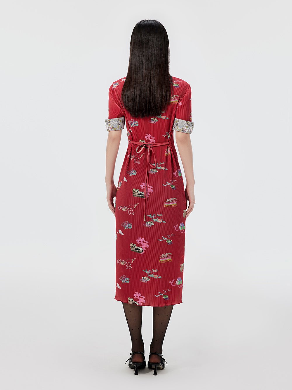 MUKZIN Printed Short-sleeved Cheongsam Qi Pao