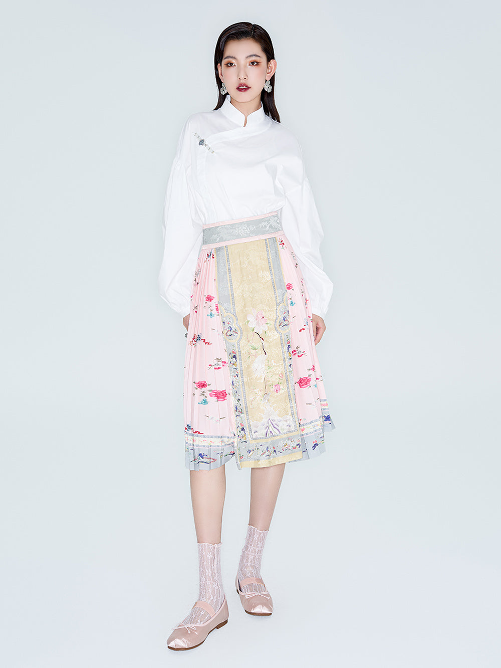 MUKZIN Linglong "White Jade" New Chinese-Style Button-Up Collar Loose Tang Dynasty-Inspired Shirt