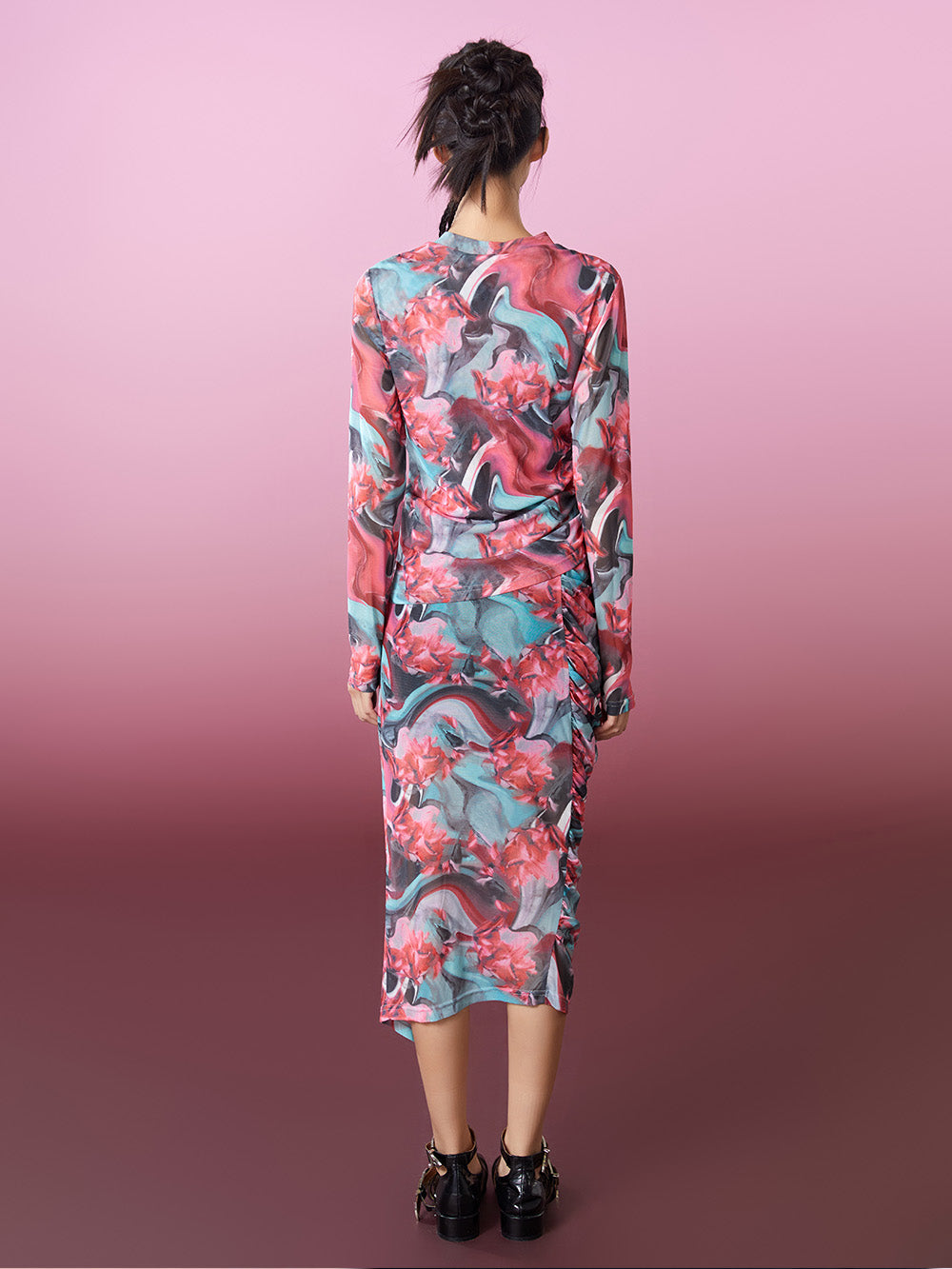 MUKZIN Printed Slit Original Slim Skirt
