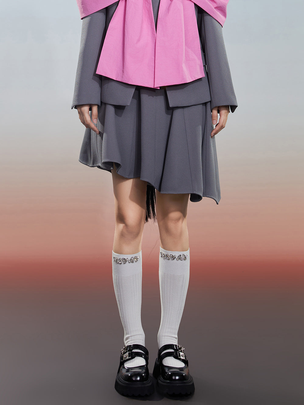 MUKZIN Gray Versatile Slim Fashion Irregular Skirt