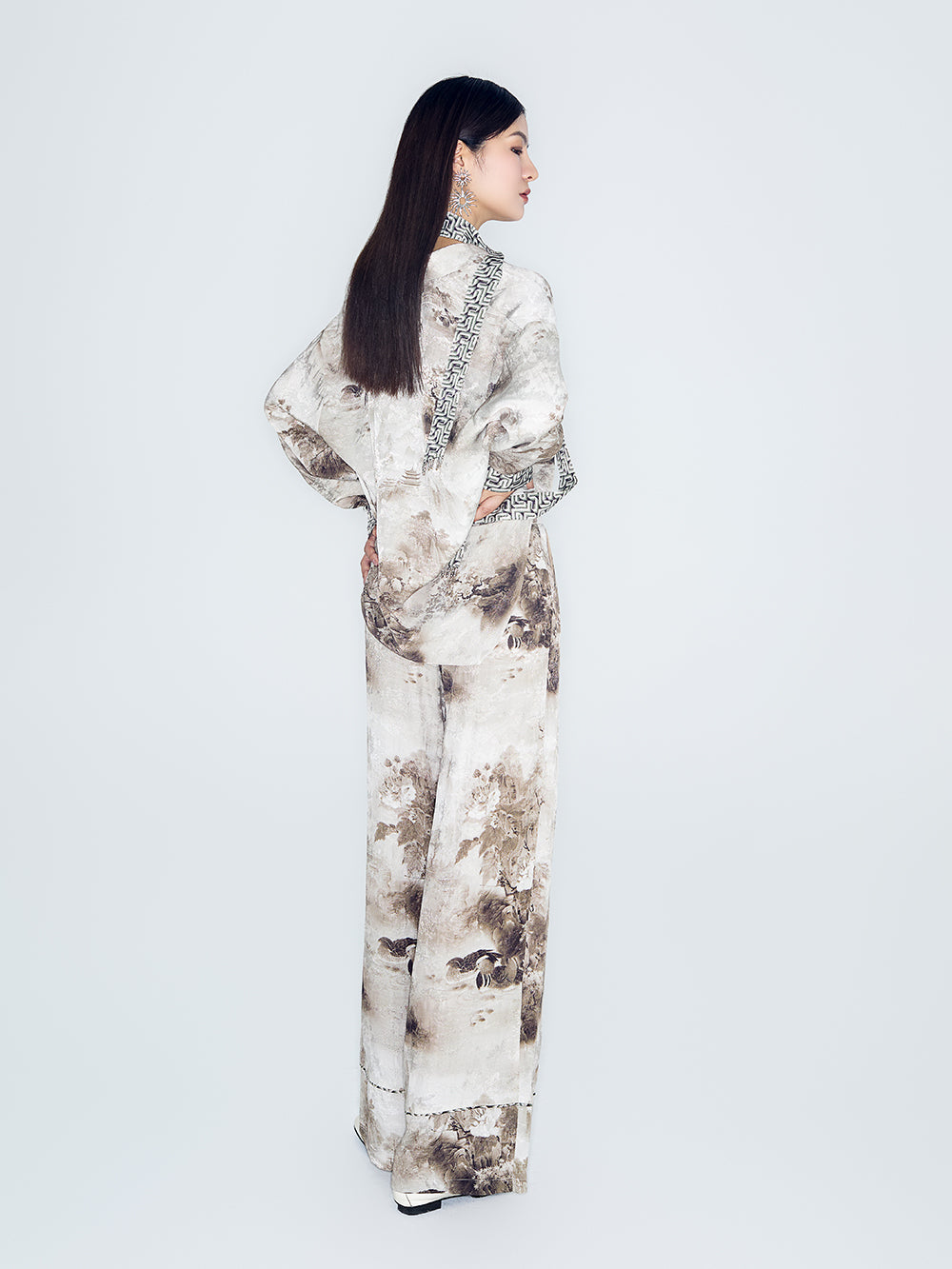 MUKZIN Lilong "Mandarin Duck" Asymmetric Ink-Wash Shirt