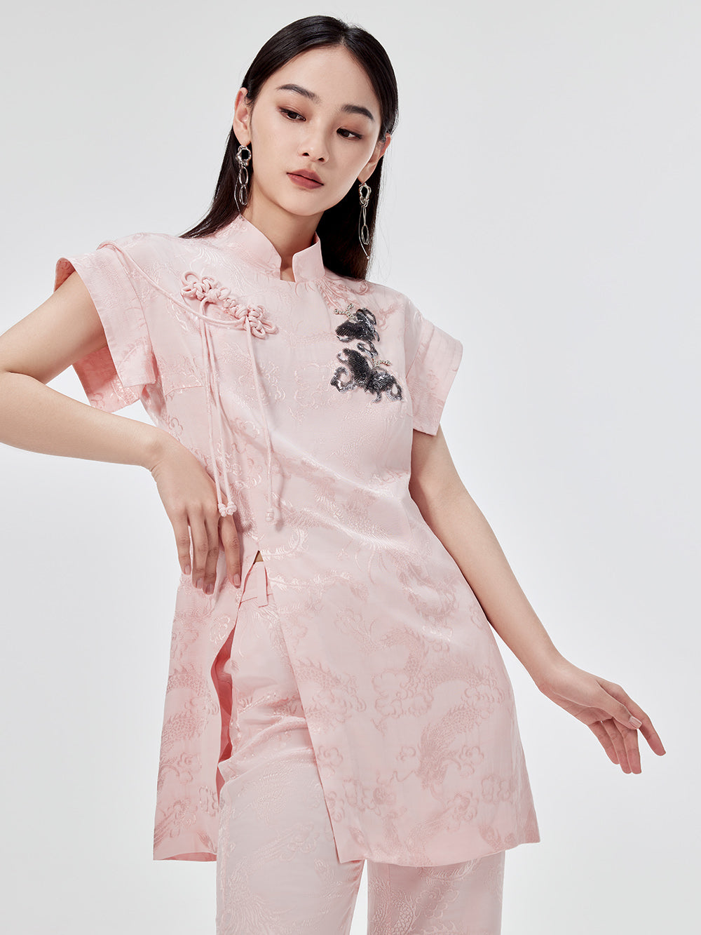 MUKZIN Chinese Cheongsam Design Sleeveless T-shirt