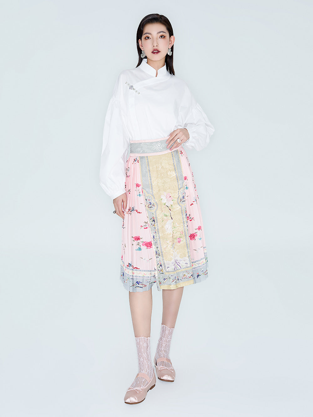 MUKZIN Linglong "White Jade" New Chinese-Style Button-Up Collar Loose Tang Dynasty-Inspired Shirt