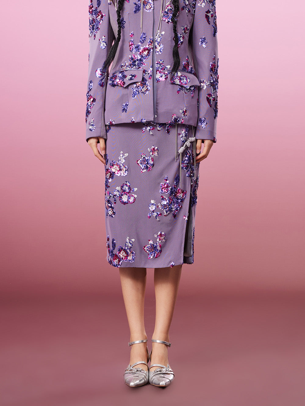 MUKZIN Chinese Style Print Retro Slit Skirts