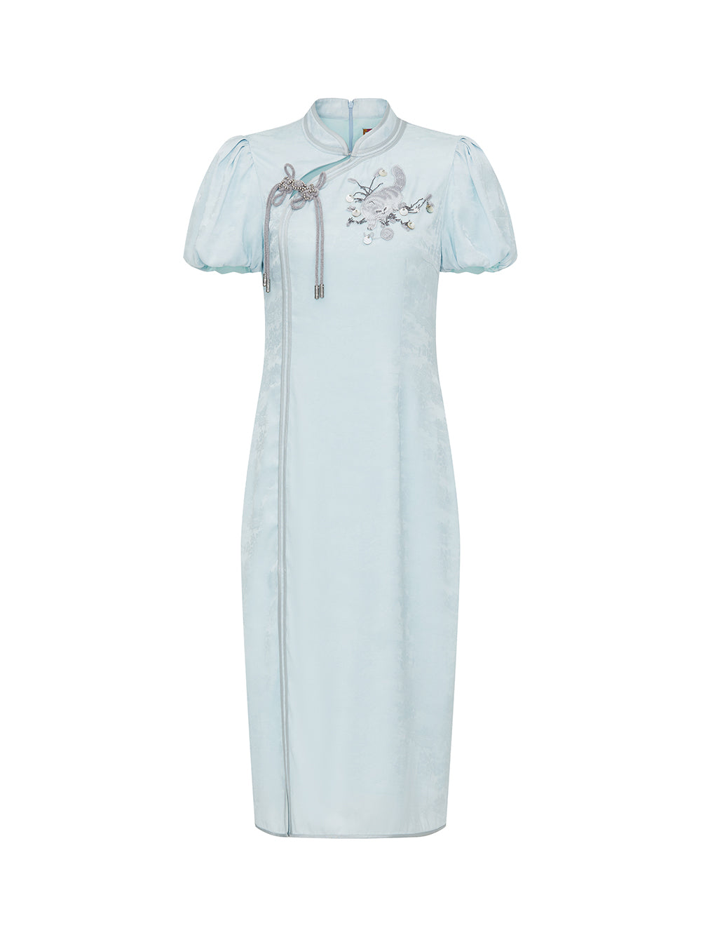 MUKZIN Charming Cheongsam Hollow Puff Sleeves Embroidered Slits