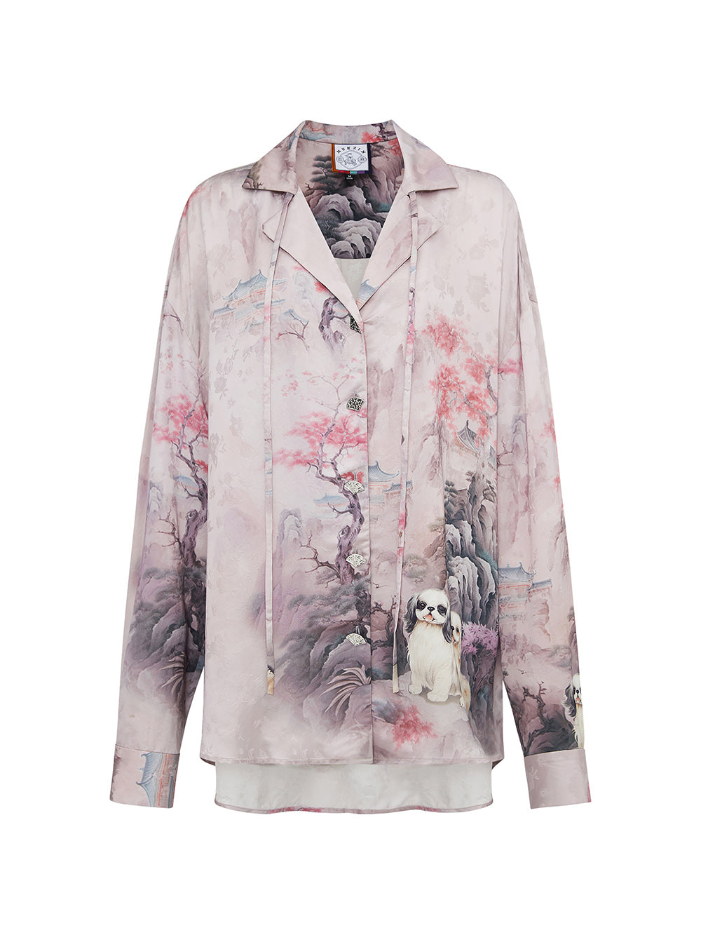 MUKZIN Single-breasted Vintage Shirt Lapel Print