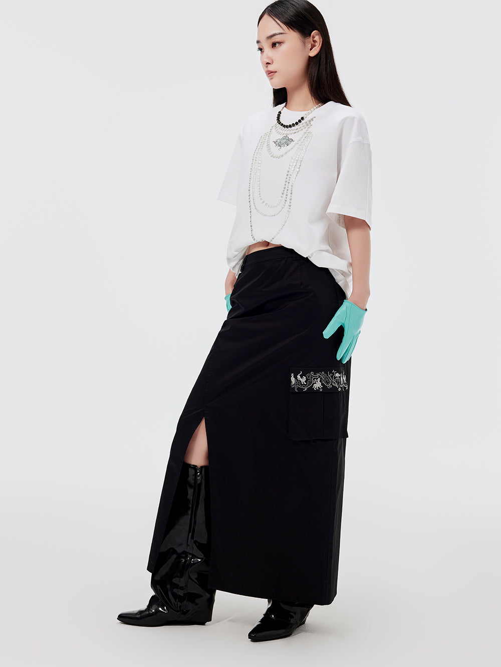MUKZIN Workwear Straight Midi Skirt