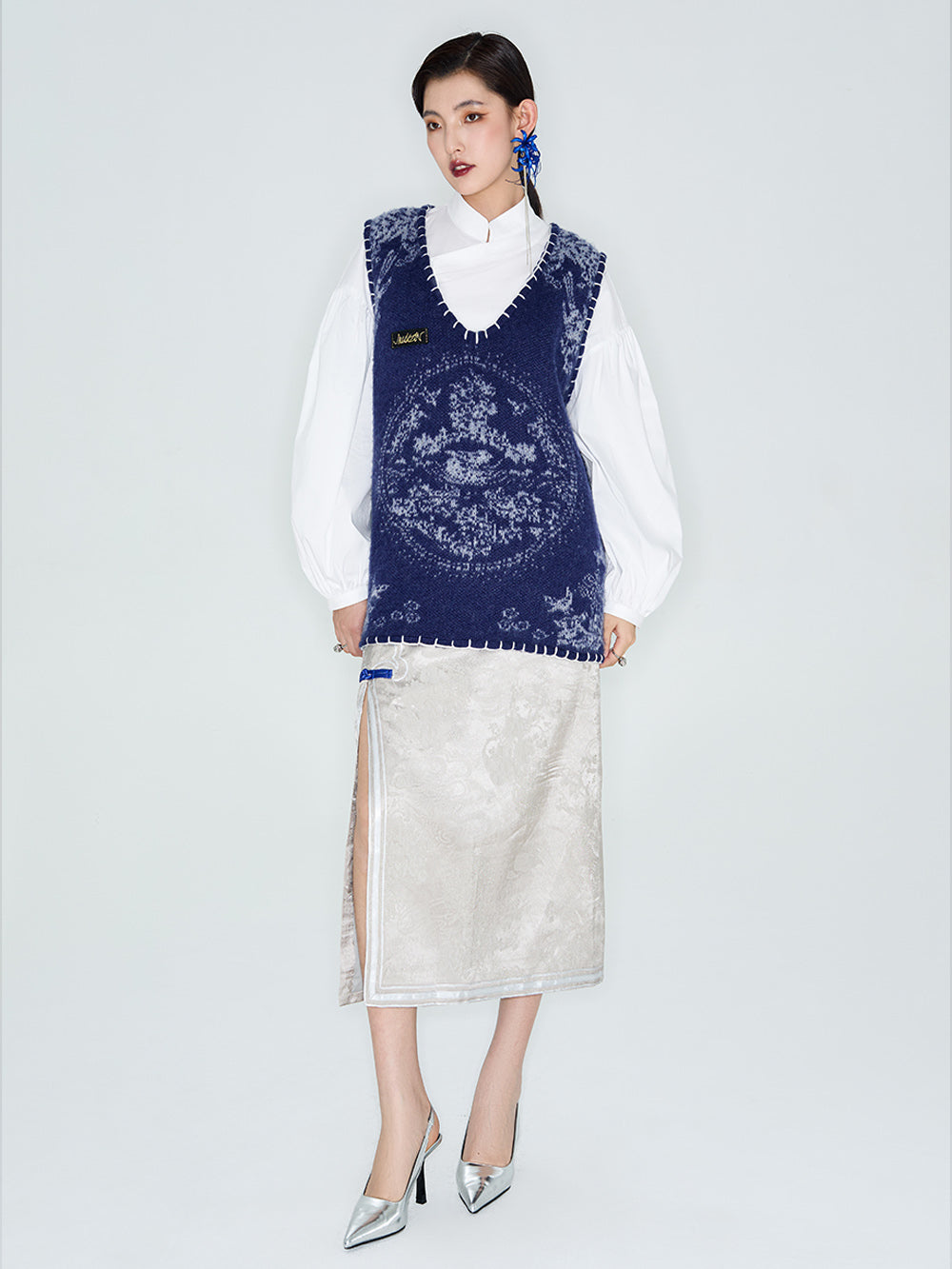 MUKZIN Linglong "Mandarin Duck" Mohair Knitted Large Round Collar Vest