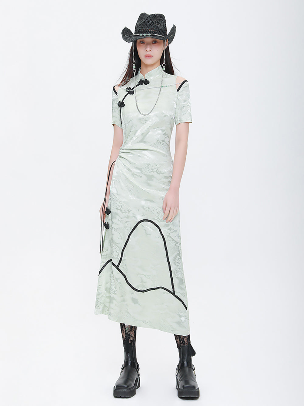 MUKTANK×CUUDICLAB Silk Modified Qipao Dress