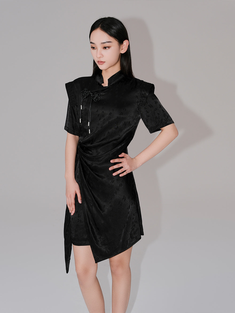 MUKZIN Retro Printed Waist Design Cheongsam Dress