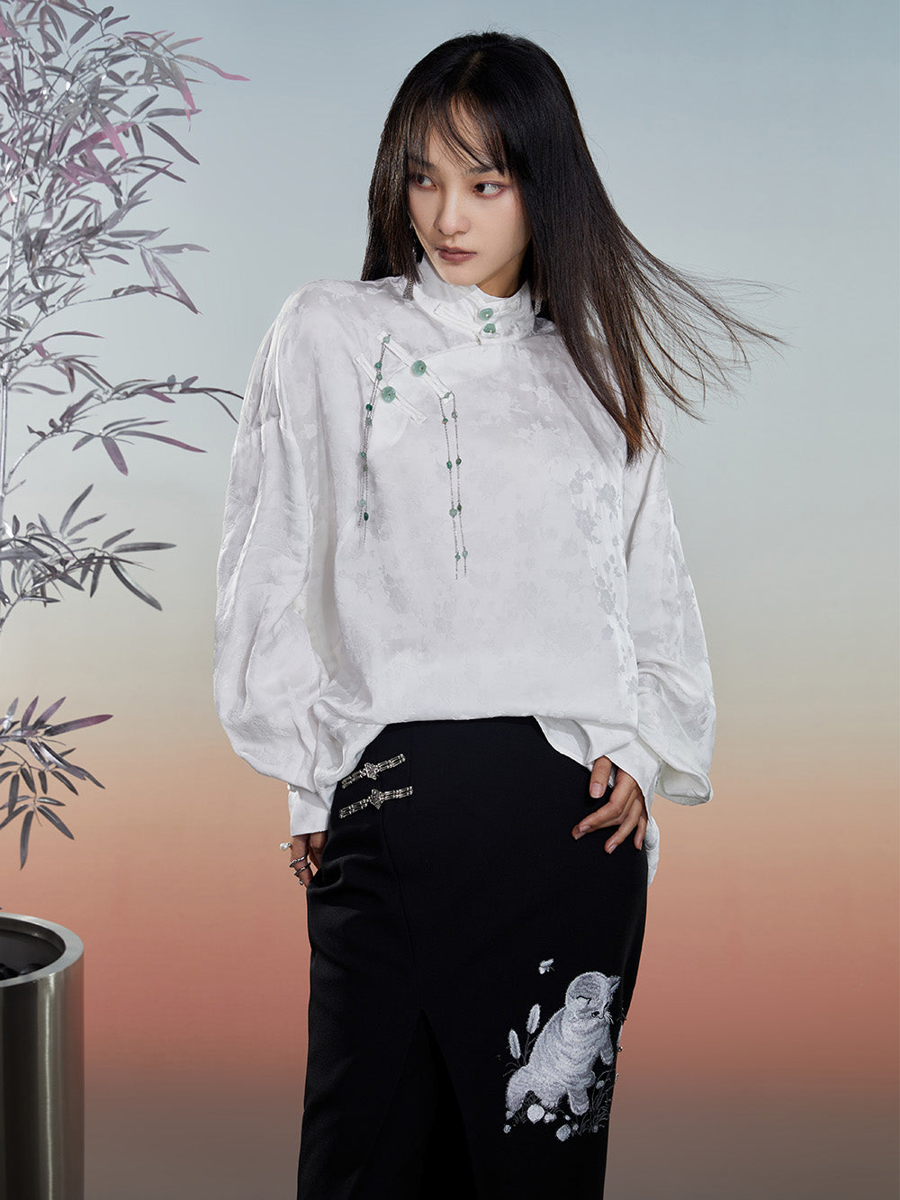 MUKZIN“Capsule Collection”Oriental Retro Qipao - Style Top main image 1