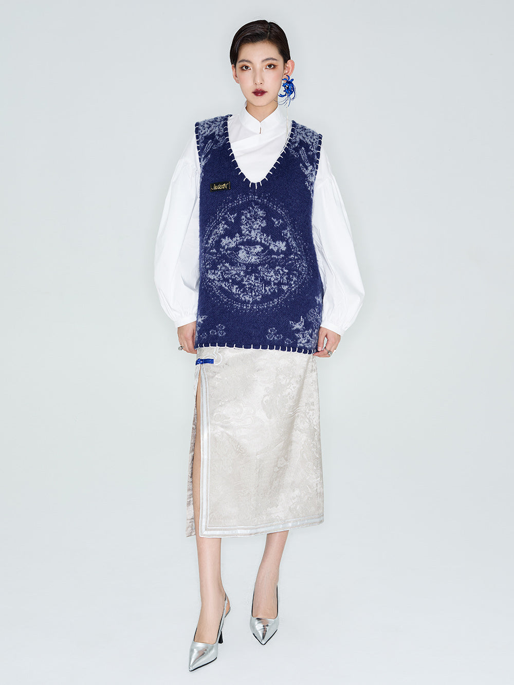 MUKZIN Linglong "Mandarin Duck" Mohair Knitted Large Round Collar Vest