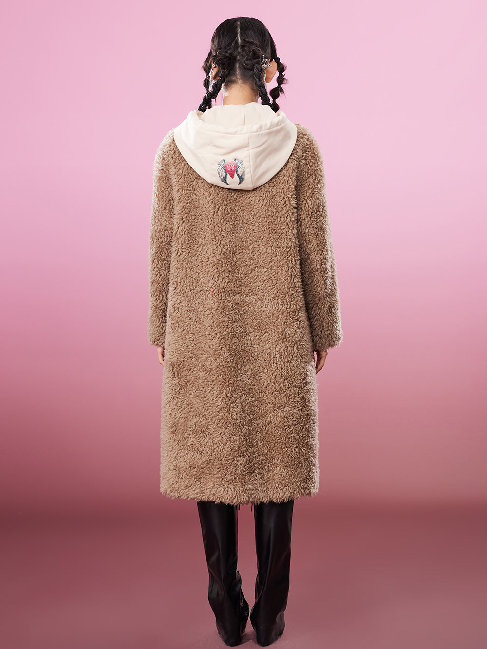 MUKZIN Straight Light Brown Lambswool Coat