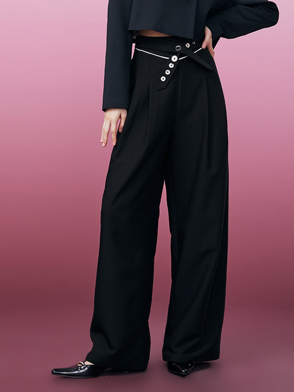 MUKZIN Straight Wide-leg Pants Look Slim Loose Simple