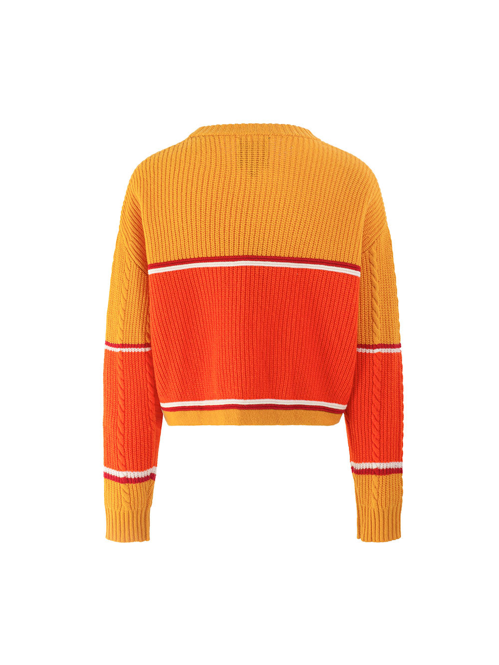 MUKZIN Bowknot Ginger and Red Color Blocking Sweater