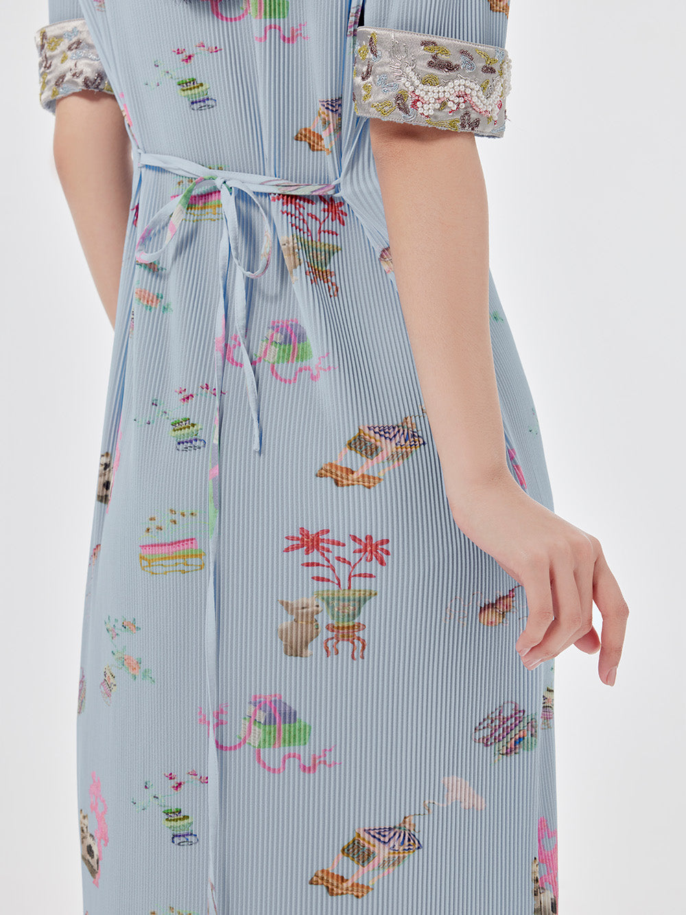 MUKZIN Printed Short-sleeved Cheongsam Qi Pao