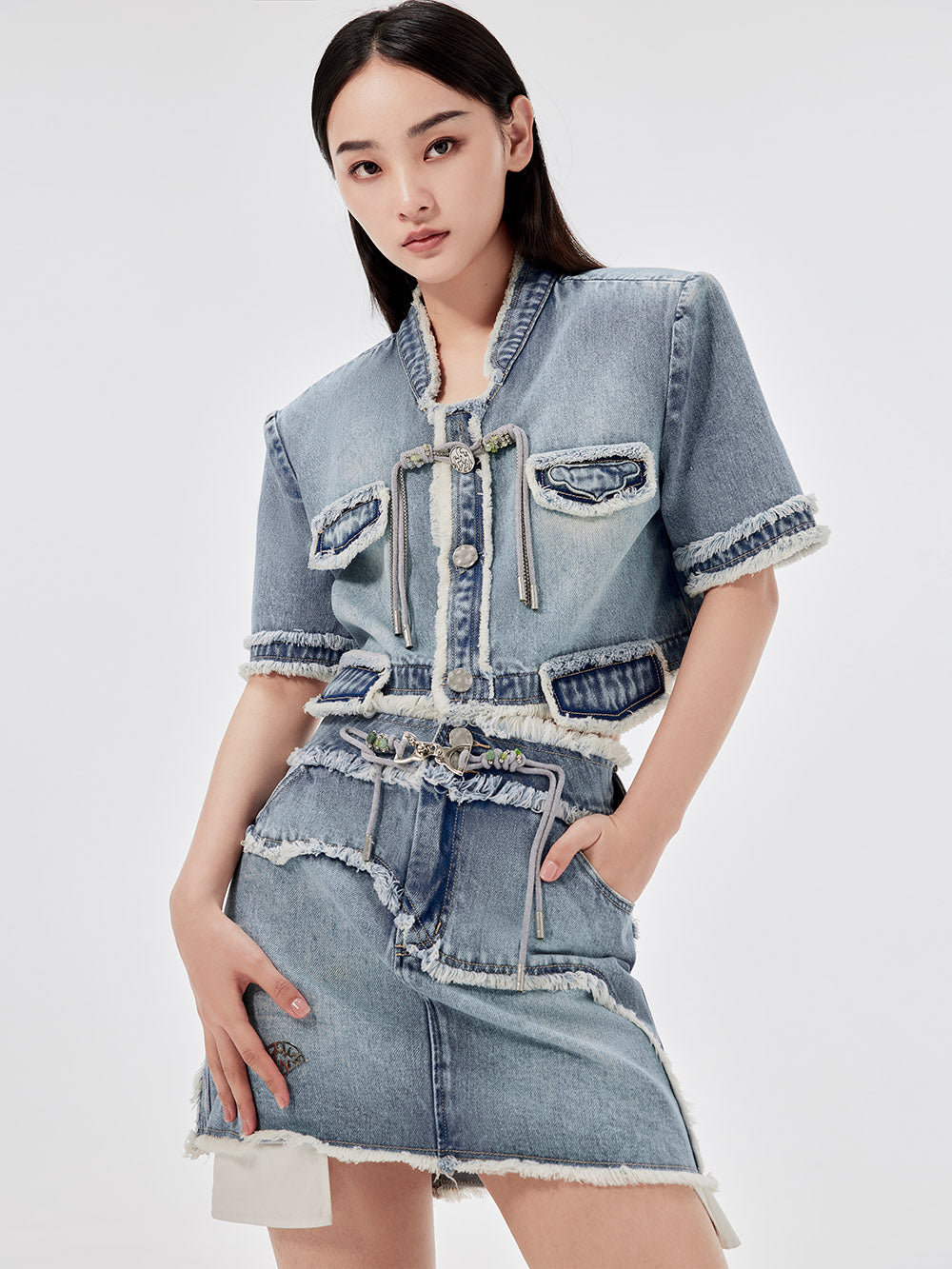 MUKZIN Vintage Denim Short Sleeve Jacket