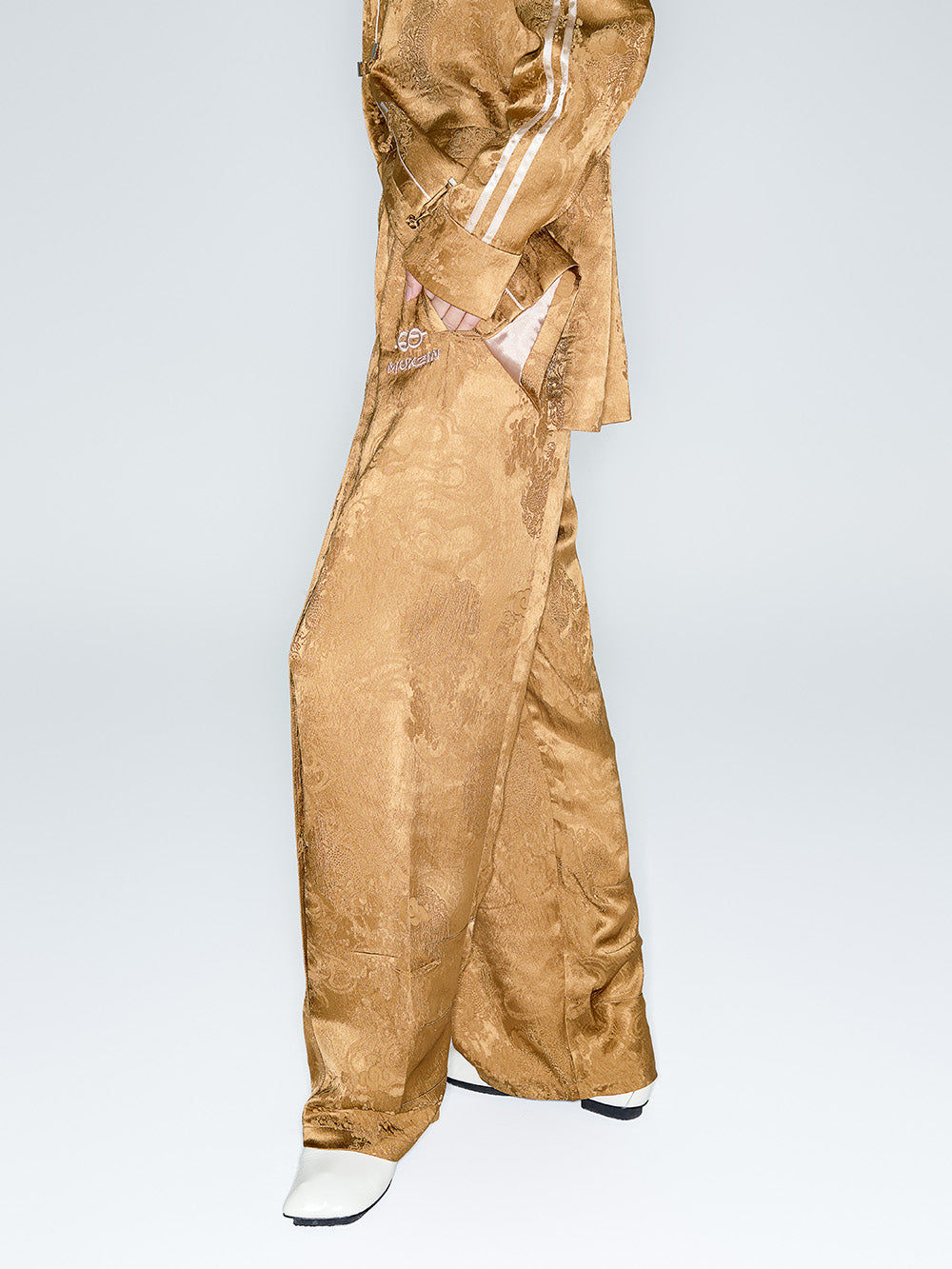 MUKZIN Linglong "thunderclap"Embossed Jacquard Draped Harem Pants