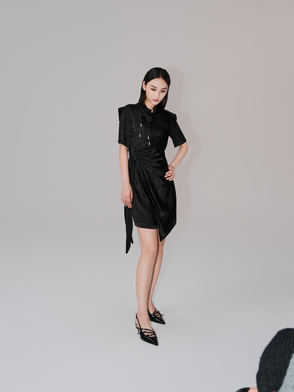 MUKZIN Retro Printed Waist Design Cheongsam Dress