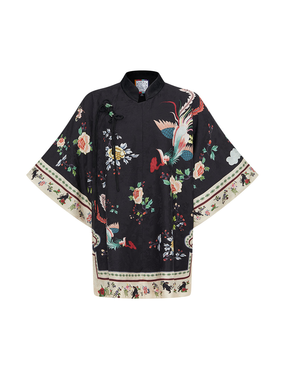 MUKZIN Chinese Stand Collar Printed Half-sleeved Shirt Dresses
