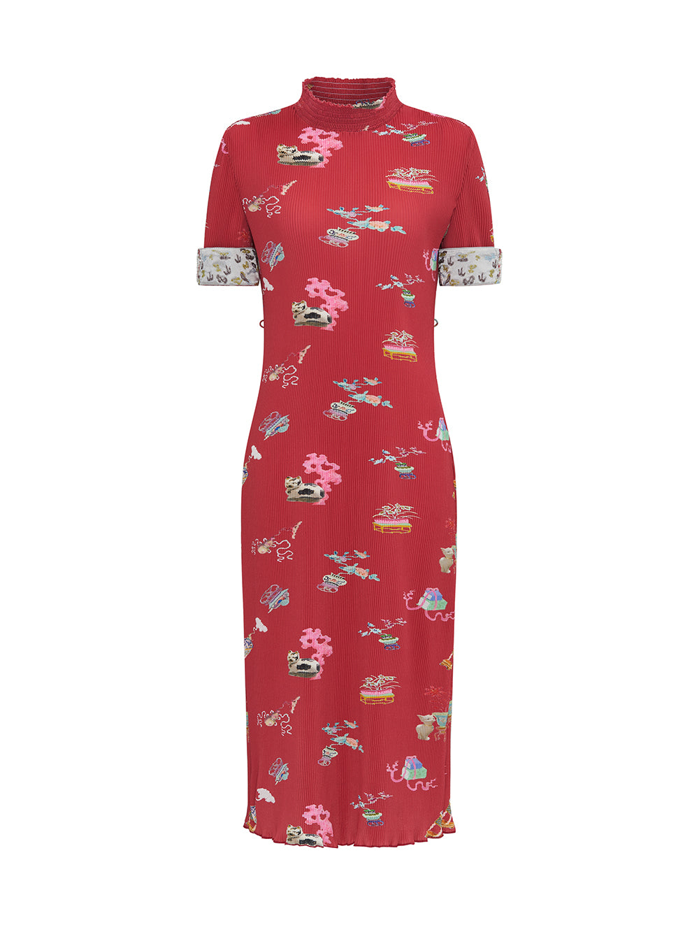 MUKZIN Printed Short-sleeved Cheongsam Qi Pao