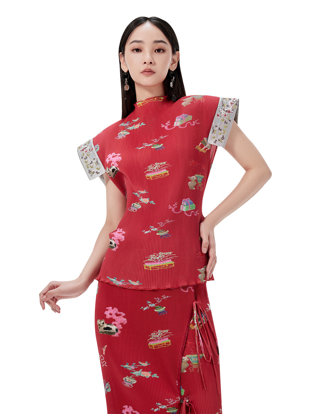 MUKZIN Mid-collar Printed Sleeveless Slim Fit T-shirt
