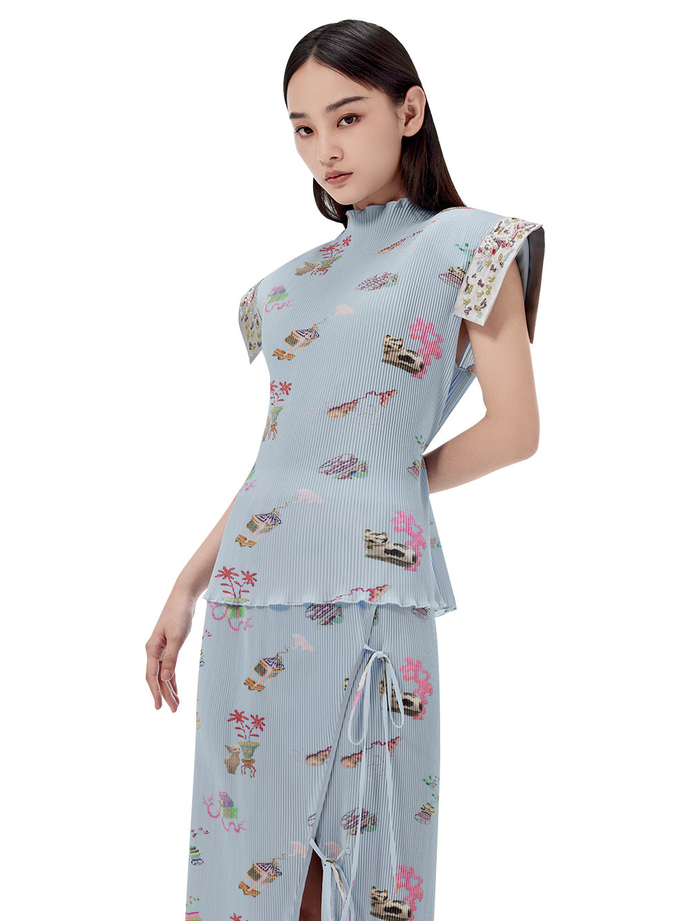 MUKZIN Mid-collar Printed Sleeveless Slim Fit T-shirt