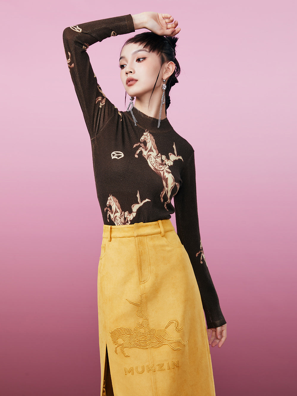 MUKZIN Soft Printed Slim Fit 2-color Original Bottoming Shirt