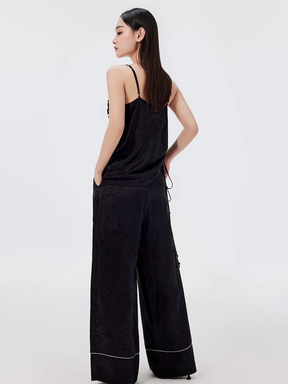 MUKZIN Sexy Suspender Jacquard Pants Suit Two-piece Set