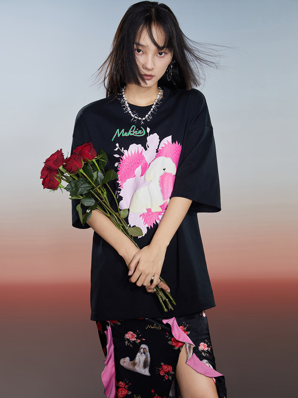 MUKZIN 2-Color Loose Casual Cute Printed T-shirt