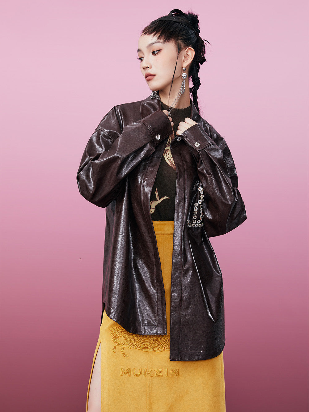 MUKZIN PU Brown Versatile Warm Classic Original Shirt Jacket