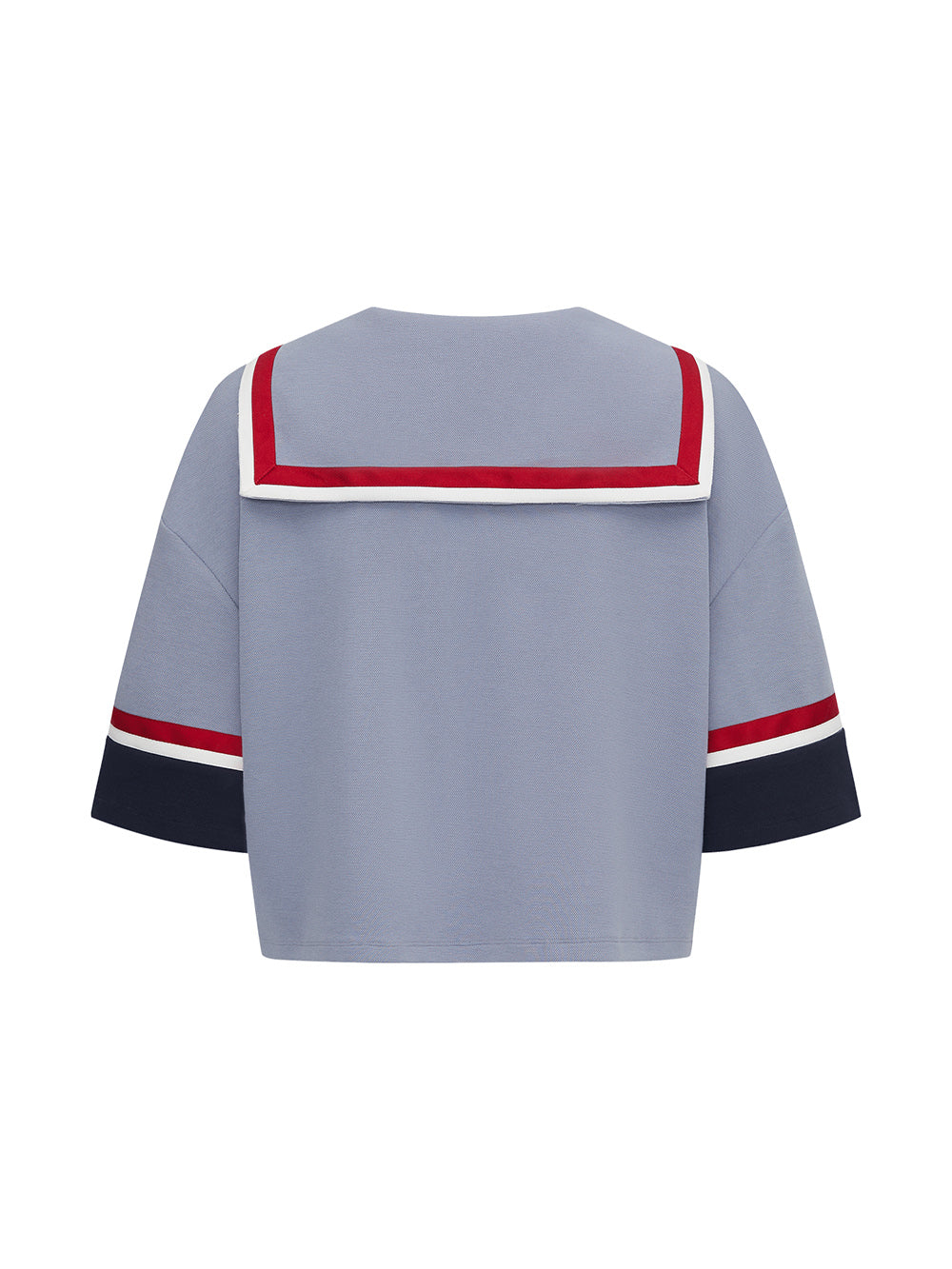 MUKZIN Navy Collar Cartoon Embroidered Loose T-shirt