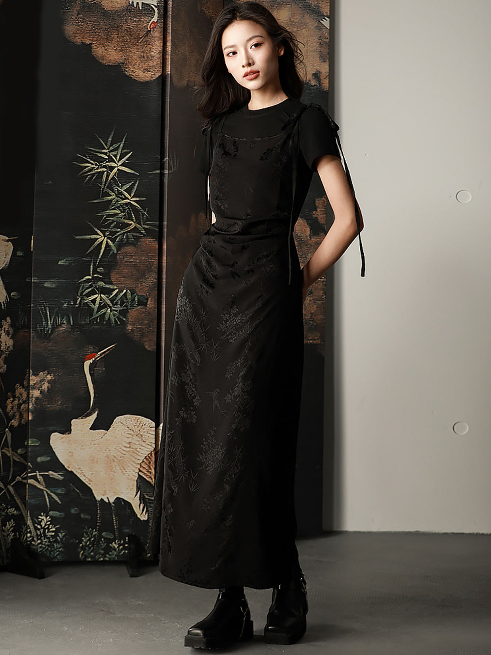 MUKTANK X CUUDICLAB Silk Jacquard Strap Dress