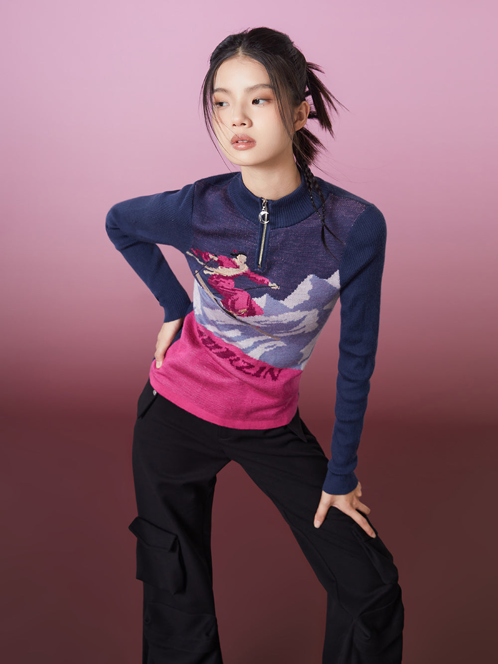 MUKZIN Skiing Women Color Blocking Knited Base Shirt