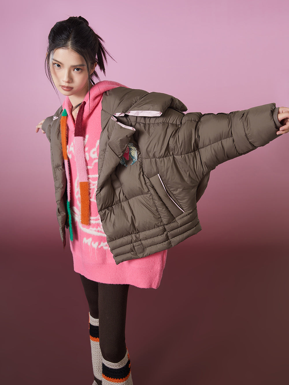 MUKZIN Color Block Fashionable High-quality Outerwear Down Jacket