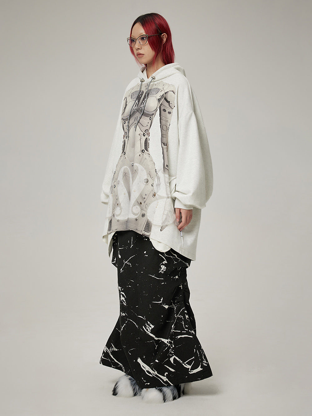 MUKTANK  AI Robot Printed Oversize Unisex Hoodie