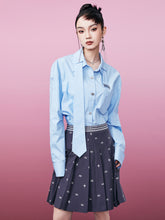 MUKZIN Sky Blue Inserted Tie Design Shirt