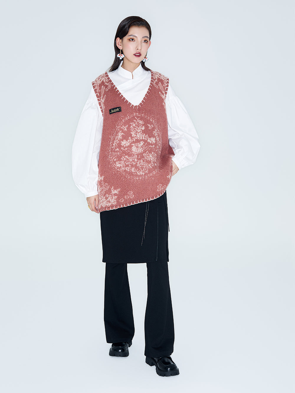 MUKZIN Linglong "Mandarin Duck" Mohair Knitted Large Round Collar Vest